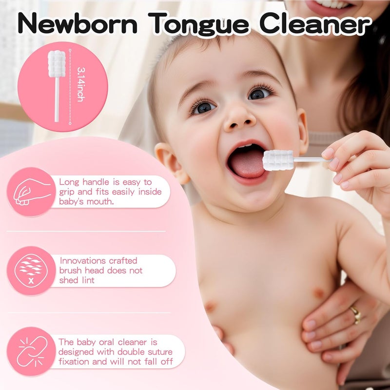 RoseFish 50Pcs Baby Tongue Cleaner for 0-36 Month No Glue Disposable Baby Mouth Oral Cleaner Infant Toothbrush Gum Cleaner 3D Soft Infant Tongue Cleaner+1PCS Finger Toothbrush - Image 5